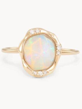 Bluboho fire opal diamond mood ring
